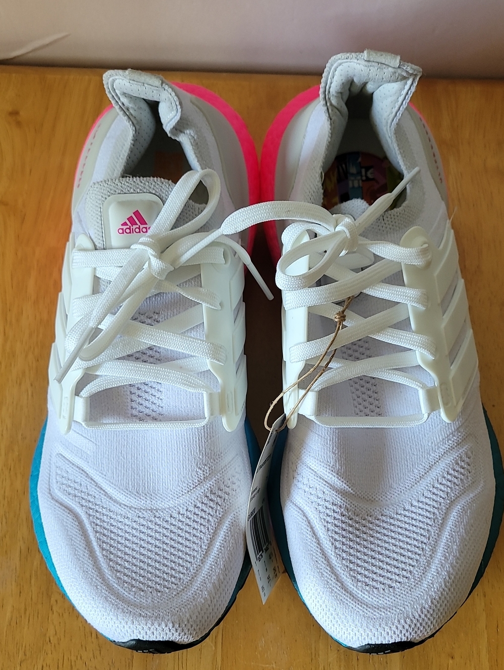 adidas Ultraboost Women's Running Shoes - White with Pink & Blue Gradient - Picture 3 of 9
